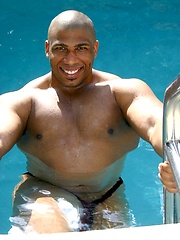 Muscle Hung is a dark, muscular man with a matching thick black cock