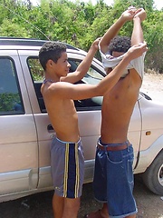 Latino twink gets his tight ass explored outdoors