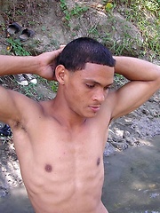 Muscled teen latino pleases himself