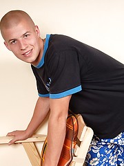 Nice looking bald guy showing his naked body