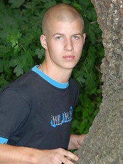 Nice looking bald guy showing his naked body