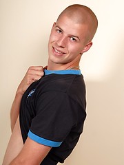 Nice looking bald guy showing his naked body