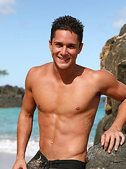 Hawaian surfer jock posing naked