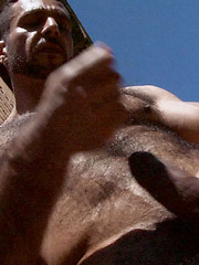 Masculine, hairy and beefy Adam Champ solo posing