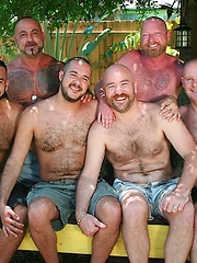 Six horny and hairy guys on a hot and humid afternoon