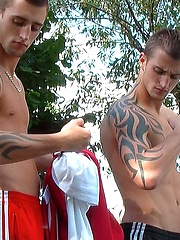 Gay boy twins masturbating together