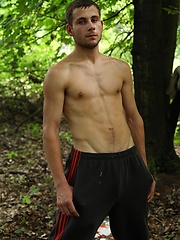 Straight european guy posing in the woods