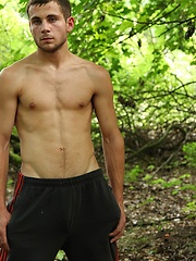 Straight european guy posing in the woods