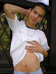 Straight boy Lee posing outdoor