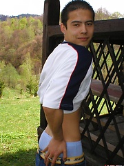 Straight boy Lee posing outdoor